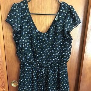 Flowy Bird Pattern Dress